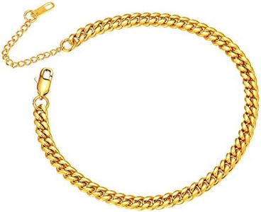 Gold Ankle Bracelets for Women Cuban Link Anklet Chain 18K Gold Plated Summer Bitch Jewelry