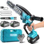 SEESII 8 Inch Mini Cordless Chainsaw with High Capacity 4000mAh x2 Batteries, 900W Powerful Electric Chain Saws with Oiler System, Handheld Battery Powered Saw for Tree Trimming Pruning