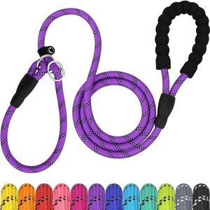 TagME Slip Leads for Dogs, 6 FT Heavy Duty Slip Leash with Padded Handle, Strong Rope No Pull Pet Training Leash for Large Dogs,Purple