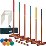 SpexDarxs 35’’ Croquet Set, Imitation Mahogany Six Player Croquet Set with Premium Wooden Mallets|Colored Balls|Wickets|Stakes| Carrying Bag, Outdoor Family Game for Lawn/Backyard Game/Park