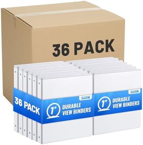 SUIN 3 Ring Binder Bulk 36 Packs -Premium 1'' Binders with Roung Ring Binder, Large 200 Sheet Capacity, Fit 8.5" x 11" US Letter Size Paper, White (1'' White - 36 Packs)