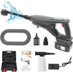 Cordless pressure washer,Brushless Motor portable jet wash 50 Bar/725 PSI with 20000mA Battery.portable power washer,6-in-1 Nozzle,5m Hose For Garden, Patio, Car Wash & More.… (Black)