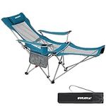 #WEJOY Camping Chairs Folding Recliner Chair Adjustable with Detachable Footrest Headrest Cupholder Pocket Lightweight Portable Reclining Camp Chair Fold up Chair for Outdoor Beach Garden Cyan