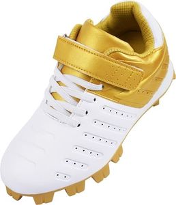 Sooneeya Boys Girls Lightweight FG Baseball Cleats Athletic Youth Softball Shoes Outdoor Trainer Shoes Gold Size 2.5 M US Little Kid