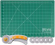 WA Portman Self Healing Cutting Mat & Rotary Cutter for Fabric Set - 12x18 Inch Rotary Cutter Mat - 45mm Rotary Cutter & Mat - 5 Rotary Fabric Cutter Blades – Sewing Cutting Mat - Fabric Rotary Cutter