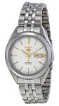 Seiko 5 SNKL17 Men's Stainless Steel White Dial Gold Index Day Date Automatic Watch, Modern