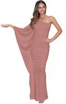 koh koh Womens Long One Off The Shoulder Evening Cocktail Bridesmaid Wedding Party Tube Guest Summer Formal Flowy Elegant Sexy Gown Gowns Maxi Dress Dresses, Cinnamon Rose Pink L 12-14