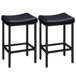 HOOBRO Bar Stools, Set of 2 Bar Chairs, Counter Height Stools, Saddle Stools with Curved Surface, Kitchen Stools, 63 cm, 6 cm Thick Upholstery, for Kitchen, Dining Room, Cafe Black BB10BY01