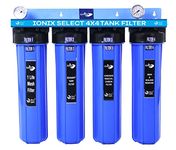 IONIX 4 Stage Tank filter for whole house water filteration, Dual Sediment, Hardness, scale and Iron Prevention, 1 Set, Blue