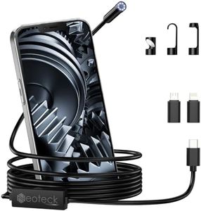 Neoteck Endoscopica per Telecamera con Luce Endoscopio per Smartphone Impermeabile IP67 Compatibile con iOS e Android Fotocamera per Endoscopio con 5m di Cavo Semirigido e 8LED Luminosità Regolabile