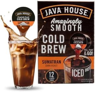 JAVA HOUSE Dark Roast Sumatran Cold Brew Pods, (48 Count) Peel and Pour Pods Hot or Iced Instant Coffee Concentrate