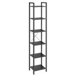 VASAGLE 6-Tier Tall Bookshelf, Narrow Bookcase with Steel Frame, Skinny Book Shelf for Living Room, Home Office, Study, 11.8 x 15.7 x 73.8 Inches, Industrial Style, Ebony Black and Black ULLS101B56