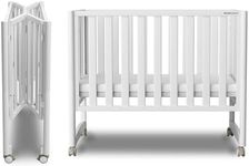MAMAZING EvoNook 6-in-1 Convertible Mini Crib, 100% New Zealand Solid Wood, 4 Adjustable Mattress Heights, Crib with Mattress, White