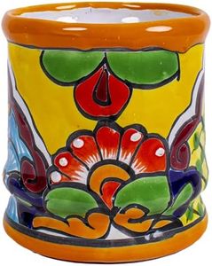 Genuine Mexican Talavera Hand Painted Tortillero Ceramic Tortilla warmer bowl with lid Handmade in Mexico by Artisans (Yellow)