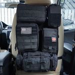 Universal Tactical Car Seat Back Organizer Bag Tactical Molle Vehicle Organizers Panel Gear Accessories with 5 Different Size Molle Pouches for Car Truck Ford Jeep Vehicle (B style-Black)