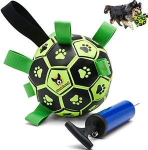 Hundefreund Ballon Chiens de Foot Lumineux, Jouet Chiens avec Anses, Balle Chiens Football avec Pompe, Jouet Balle Chien - Interactive (15 cm) pour l'Intérieur, l'Extérieur et dans l'eau