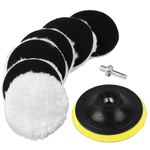 6 Pcs Car Polishing Pads for Drill, 4 Inch Wool Polishing Pads Buffing Pads, Car Wool Polishing Buffing Waxing Wheel Disc Pads for Drill Buffer Attachment, with M10 Drill Adapter & Back Pad