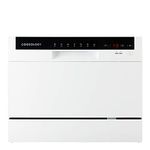 Cookology CTTD6WH Compact Mini Portable Counter Top, Tabletop Dishwasher Small, 6 place settings, 6.5 Litre Cycle and 7 Wash Cycles with ECO Friendly Mode - in White