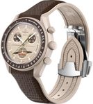 REBANDACE Strap for Omega x Swatch MoonSwatch Watch 20mm,Folding Buckle Band Compatible Omega X Swatch Moonswatch Speedmaster,Curved No Gap Replacement Strap fo Swatch Omega Men Women (Brown)