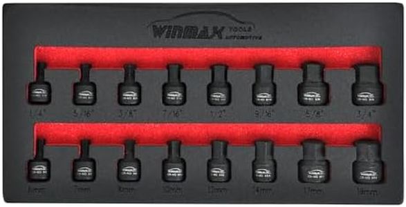 16PCS 3/8 Inch Drive Impact Hex Driver Set with SAE Standard 1/4 Inch - 3/4 Inch and Metric Standard 6mm - 19mm