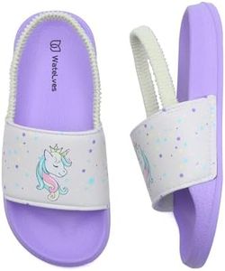 WateLves Toddler Boys Girls Slides Sandals for Swim Beach Kids Water Shoes Unicorn Slippers (007-24/25)