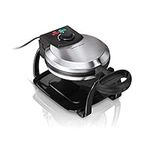 Hamilton Beach Flip Belgian Waffle Maker with Browning Control, Non-Stick Grids, Indicator Lights, Lid Lock and Drip Tray, Stainless Steel (26010C)