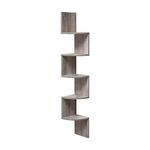 VASAGLE LBC020M01 Corner Shelf, Wall Shelf, 5 Levels, Zigzag Floating Shelf, Bookcase, for Kitchen, Bedroom, Living Room, Office, Grey Beige