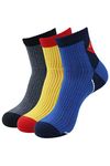 Justice League Men's Cotton High Ankle Sports Rib Socks - Superman,Batman,Flash - Pack of 3