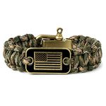 Hero Company Camo Paracord Bracelet - Tactical Survival Bracelet for Men with Bronze USA Flag - Helps Pair Military Veterans with a Companion Dog