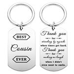 Best Cousin Ever Keychain Gifts, Thank You Gift for Cousins, Birthday Jewelry Present for Boys Girls, Friendship Keyring for Her Him, Double Sided