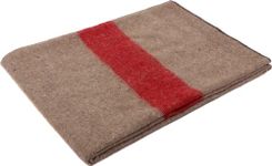 Rothco Swiss Style Wool Blanket, Tan with Red Stripe