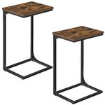 VASAGLE C-Shaped End Table, Set of 2, Side Table for Sofa, Couch Table with Metal Frame, Small TV Tray Table for Living Room, Bedroom, Rustic Brown and Black ULET355B01