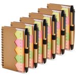 6-Pack Mini Kraft Notebooks with Pen and Sticky Notes for Pocket or Purse, 69 Sheets, 10.8 x 14 cm