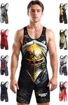 Exxact Sports Sublimated Men's Wrestling Singlet, High-Performance Powerlifting Singlet, Wrestling Singlets for Men (AL, Spartans)