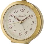 Seiko Classic Round Golden Plastic Analog White Dial English Numerals Alarm Table Clock with Sweep Movement (Size: 9 x 5 x 9 CM | Weight: 200 grm | Color: Golden)