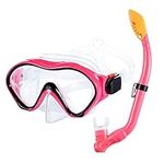 Kids Snorkel Set Dry Top Snorkel Mask for Kids with Carrying Bag Luminous Scuba Gear Youth Junior Child Snorkeling Gear for Boys and Girls Age from 5-13 Years Old