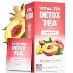 Total Tea Slimming Detox Tea Caffeine Free, Herbal Tea with Chamomile, Hibiscus Tea and Ginger Root for Colon Cleanse and Weight L0SS – Natural Herbal Ginger & Peach Tea (25 Bags)