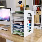 Natwind 7 Tiers Paper Organizer for Desk Desktop White File Holder Office Desk Organizer Mail Letter Tray & Paper Sorter Document Notebooks Storage Rack for Home Office School Classroom