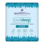 Slumberdown Cooling Pillow Cases 4 Pack - 2X Cooler to Touch Luxury Ultra Cool Pillowcases for Hot Sleepers & Summer Night Sweats - Silky Soft Breathable Pillow Case, Hypoallergenic, Blue (50 x 75cm)