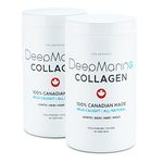 DeepMarine Collagen 100% Canadian Made Collagen Peptides, Wild-Caught Collagen Powder, Hydrolyzed Marine Collagen - Gluten-free, Tasteless, Odourless, Keto and Paleo Friendly (2 Tubs (2x300g) - 120 day supply)