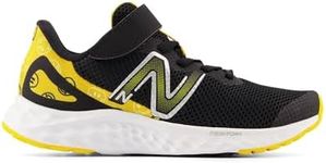 New Balance Kids Fresh Foam Arishi V4 Bungee Lace with Top Strap Running Sport Sneakers Shoes Black/Hot Marigold 3 M