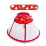 HAG-r Loosen Pochi Small Dog Cone with Supporters, Soft Cat Cone Elizabethan Collar, Recovery Collar After Surgery, Half and Half(Loosen Pochi Set Red, XL)