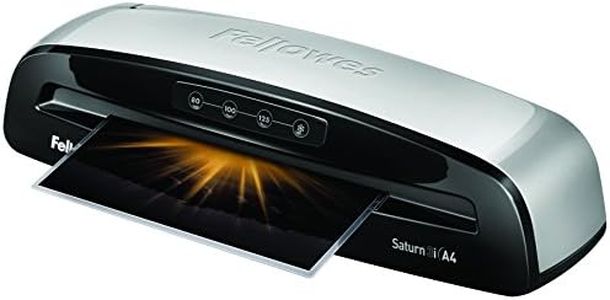 Fellowes A4 Saturn 3i Laminator for Laminating Pouches 80-125 Micron Thickness, Laminator with 60 Seconds Warm-up Time, Jam Free Laminating for Office and Home Office, Includes 10 Free A4 Laminating