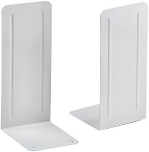 Acrimet Jumbo Premium Metal Bookends (Heavy Duty) (White Color) (1 Pair)