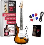 LyxPro CS 39” Electric Guitar Kit for Beginner, Intermediate & Pro Players with Guitar, Amp Cable, 6 Picks & Learner’s Guide | Solid Wood Body, Volume/Tone Controls, 5-Way Pickup - Sunburst, EGST39SB