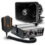 SoundAlert 100W Emergency Police Siren Kit [120-130dB Bullhorn Speaker] [2 x 16A Switch Control] [Hands-Free Air Horn] [PTT Mic] [Radio Rebroadcast] Warning Emergency PA System for Truck Car