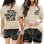 Anti Social Moms Club Shirt Women Mama Letter Print T-Shirt Casual Short Sleeve Mom Life Tee Tops Apricot