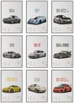 InklingArt Car Canvas Poster 911 GT3RS Racing Car Wall Art, Vintage Classics Supercar Print Set For Men Cave Boys Room Bedroom Home Aesthetics Wall Decor (9 Set, 8 x 12in Unframed)