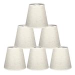 Small Lamp Shade Set of 6, Barrel Clip on Lampshades Cream White Fabric Lampshade Chandelier Mini Lamp Shade for Table Lamp and Floor Lamp