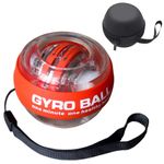 The Autostory Gyro Ball Wrist Strengthener – Auto Start Forearm Exerciser with Ergonomic Grip – Hand, Finger, Arm Workout for Fitness, Sports, Musicians & Rehab (Bag, Platinum Core, Lights, Red)